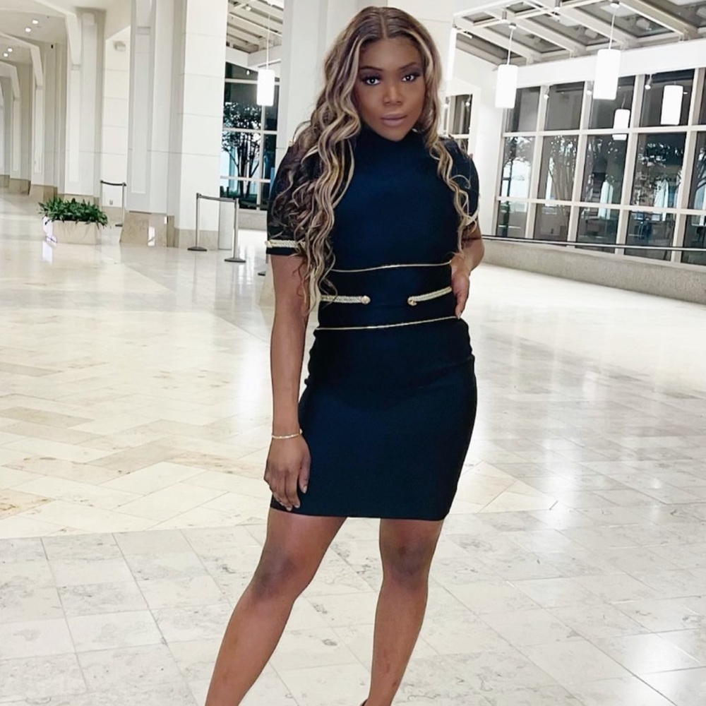 Black & Gold Bodycon Dress